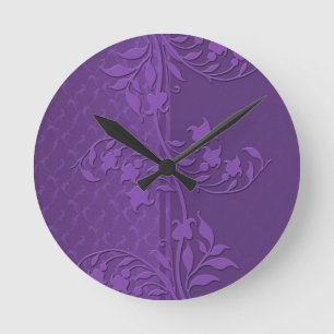Luxury Lavender Damask Swirls Clock