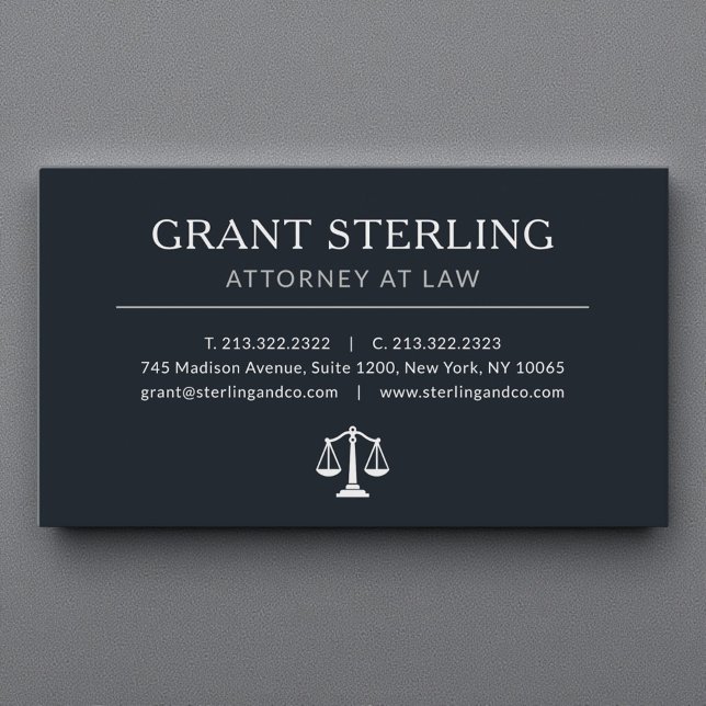  Luxury Lawyer Attorney at Law Black Silver Business Card (Creator Uploaded)