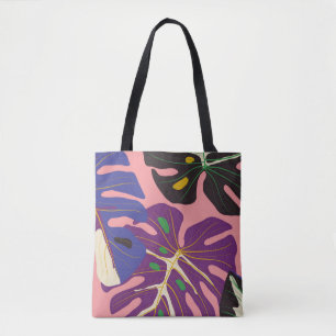 Luxury leaf art deco wallpaper. Nature background. Tote Bag