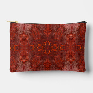 Luxury Leather Textured Golden Brown Pattern Accessory Pouch