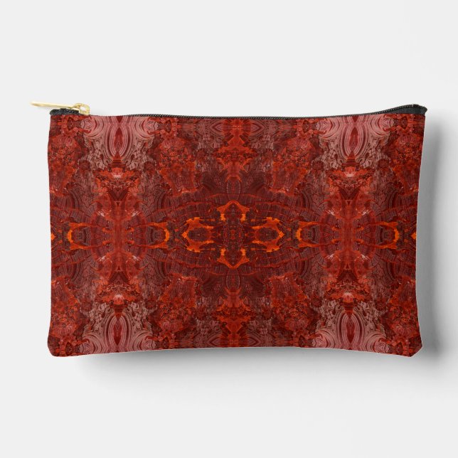 Luxury Leather Textured Golden Brown Pattern Accessory Pouch (Front)