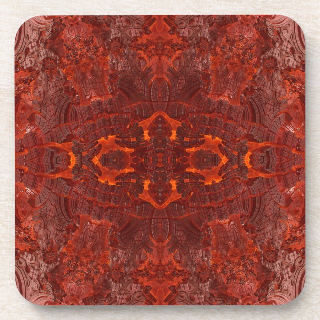 Luxury Leather Textured Golden Brown Pattern Coaster (Front)