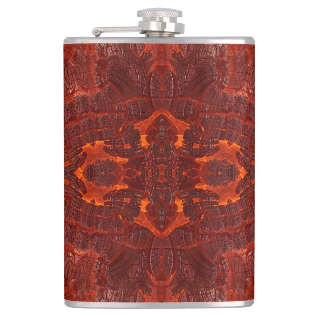 Luxury Leather Textured Golden Brown Pattern Hip Flask (Front)
