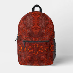 Luxury Leather Textured Golden Brown Pattern Printed Backpack