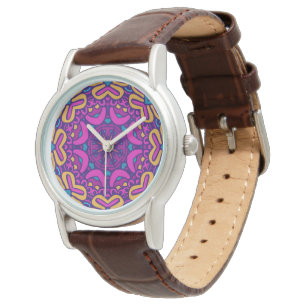 Luxury Leather Watch - Stylish Boho Tribal Pattern