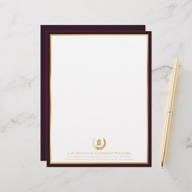 Luxury Legal Professional Personalised Logo Custom Letterhead (Front/Back In Situ)