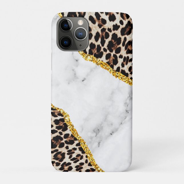Luxury Leopard Interior Marble Stone Glitter Beach Case-Mate iPhone Case (Back)