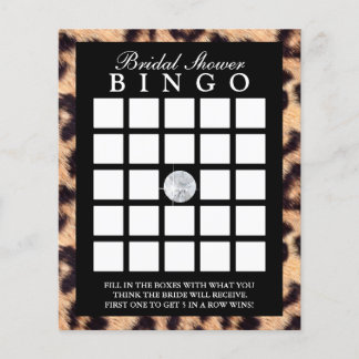 Luxury Leopard Print Bridal Shower Bingo Game Card