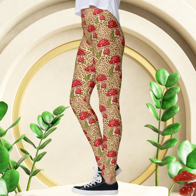 Luxury Leopard with mushroom Print Leggings (Creator Uploaded)