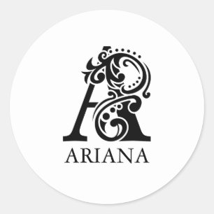 Luxury letter A in black and white Classic Round Sticker