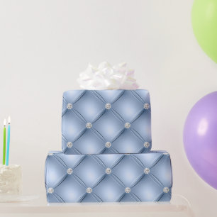 Luxury Light Blue Diamond Tufted Pattern Wrapping Paper