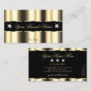 Luxury Light Golden Black Sparkle Jewels Glamourou Business Card