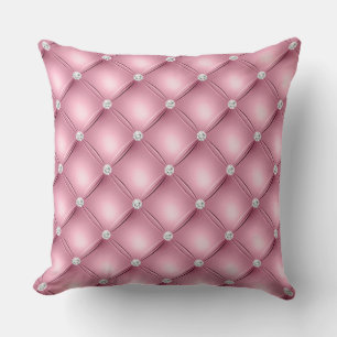 Luxury Light Pink Diamond Tufted Pattern Cushion