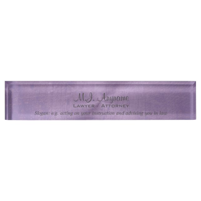 Luxury lilac leather effect Lawyer / Attorney Nameplate (Front)