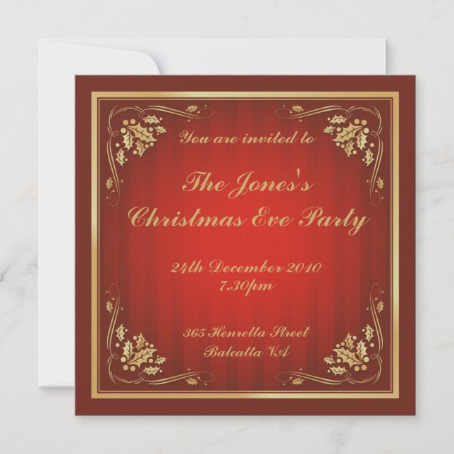 Luxury Linen Christmas Party Invites (Front)