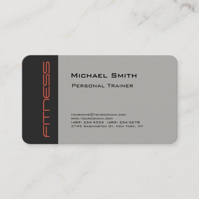 Luxury Linen Grey Personal Trainer Sport Plain Business Card (Front)