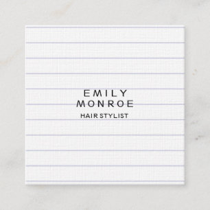 Luxury Linen Lined Paper Plain Modern Minimalist Square Business Card