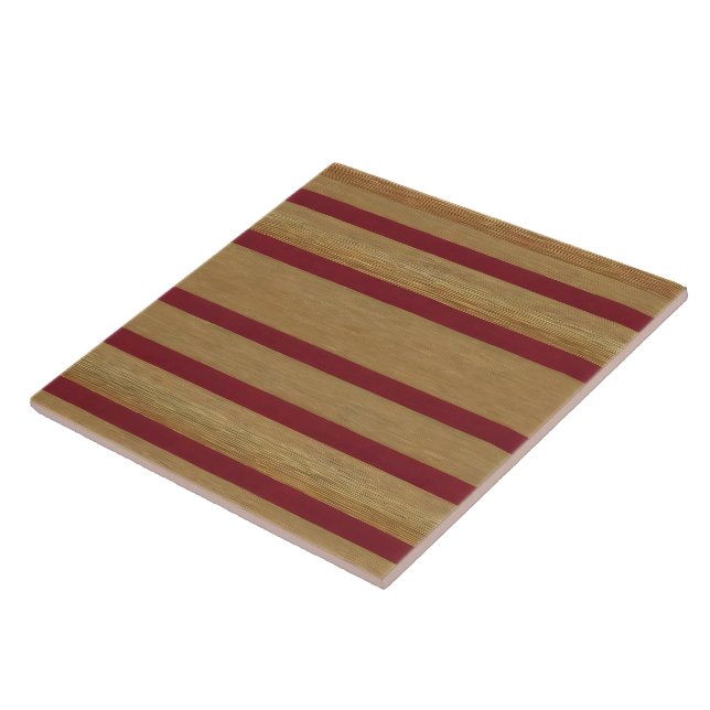 Luxury Linen Modern Burgundy Gold Collection Ceramic Tile (Side)