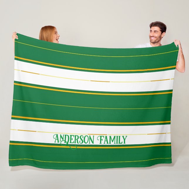 Luxury Linen Modern Green Gold Texture Collection Fleece Blanket (In Situ)