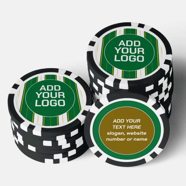Luxury Linen Modern Green Gold Texture Collection Poker Chips (Stack)