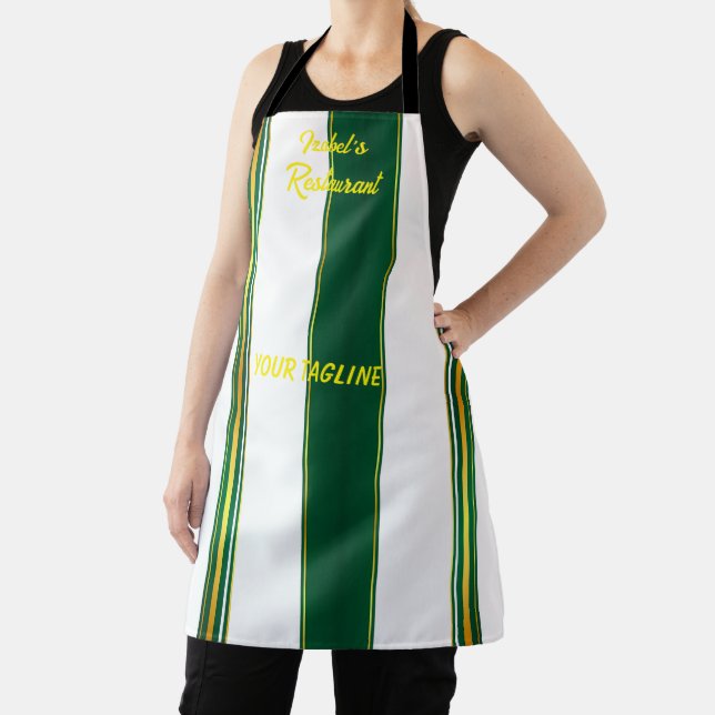 Luxury Linen Trendy Green Gold Texture Collection Apron (Insitu)