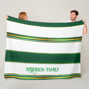 Luxury Linen Trendy Green Gold Texture Collection Fleece Blanket