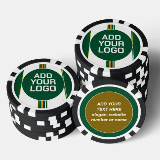 Luxury Linen Trendy Green Gold Texture Collection Poker Chips