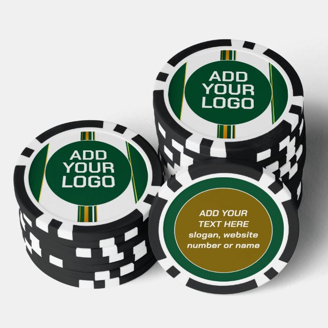 Luxury Linen Trendy Green Gold Texture Collection Poker Chips (Stack)
