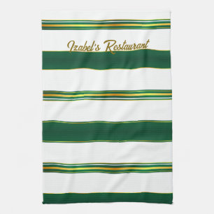 Luxury Linen Trendy Green Gold Texture Collection Tea Towel