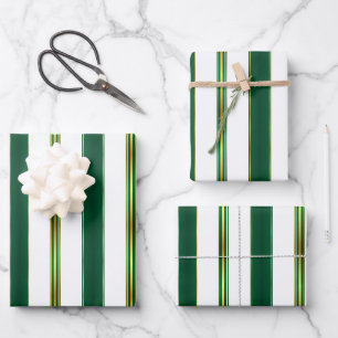 Luxury Linen Trendy Green Gold Texture Collection Wrapping Paper Sheet