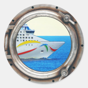 Luxury Liner Porthole View Classic Round Sticker