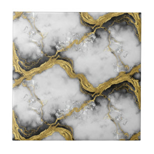 Luxury Liquid Gold White Marble Elegant Ceramic Tile