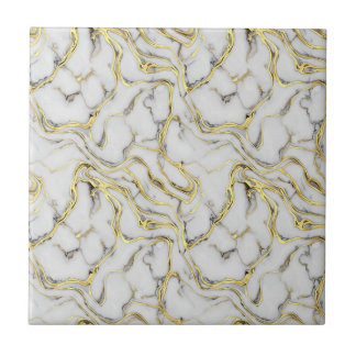 Luxury Liquid Gold White Marble Texture Ceramic Tile