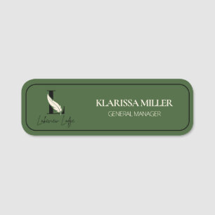 Luxury Lodge Custom Logo Green Employee Name Tag