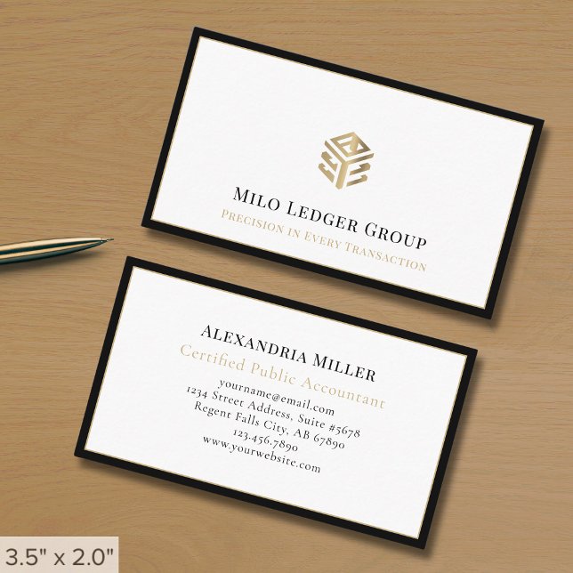 Luxury Logo Black Border Business Card (Creator Uploaded)