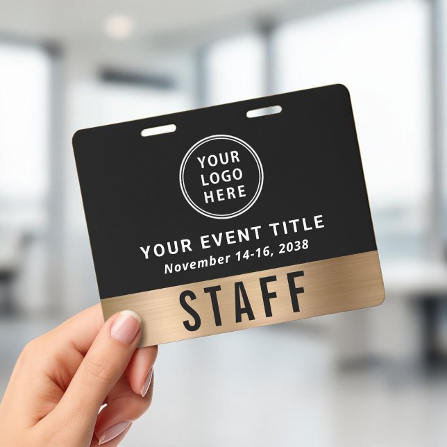 Luxury Logo Black Gold Event Access Pass ID Badge (Luxury Logo Black Gold Event Access Pass Badge)