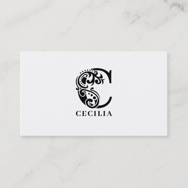 Luxury logo C in black and white Business Card (Front)