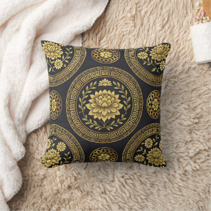 Luxury Lotus Mandala Gold Emblem Cushion