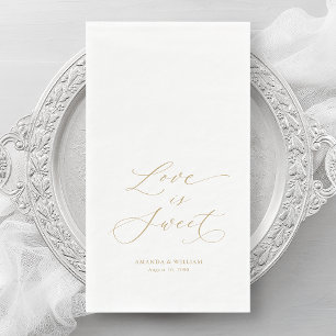 Luxury “Love Is Sweet” Wedding Napkin