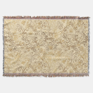 Luxury, Lovely Gold Flowers Pattern Throw Blanket