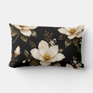 Luxury Magnolia Floral Seamless Pattern Artwork Lumbar Cushion