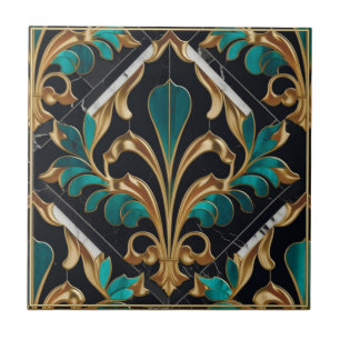 Luxury Malachite Art Deco Floral Marbled Pattern Ceramic Tile