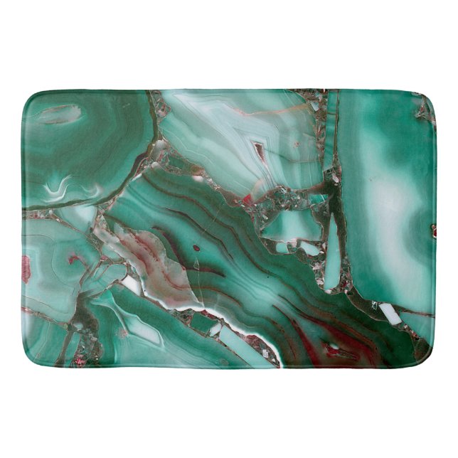 Luxury Malachite Gemstone Agate Marble Bath Mat (Front)