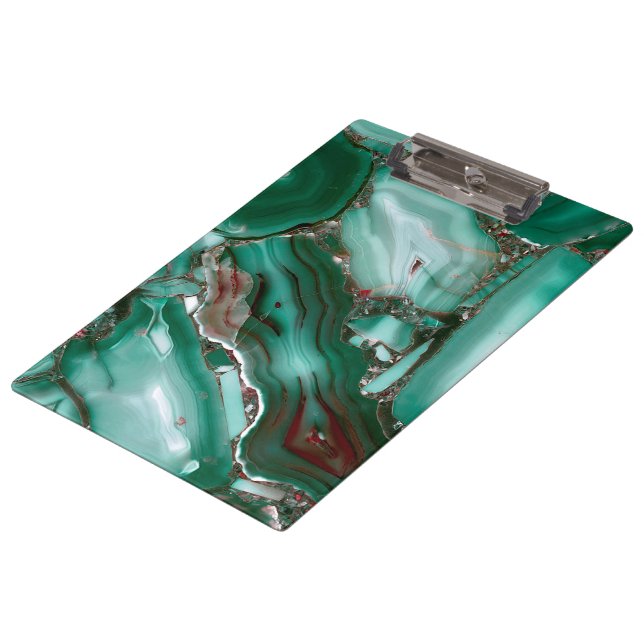 Luxury Malachite Gemstone Agate Marble Clipboard (Angled)