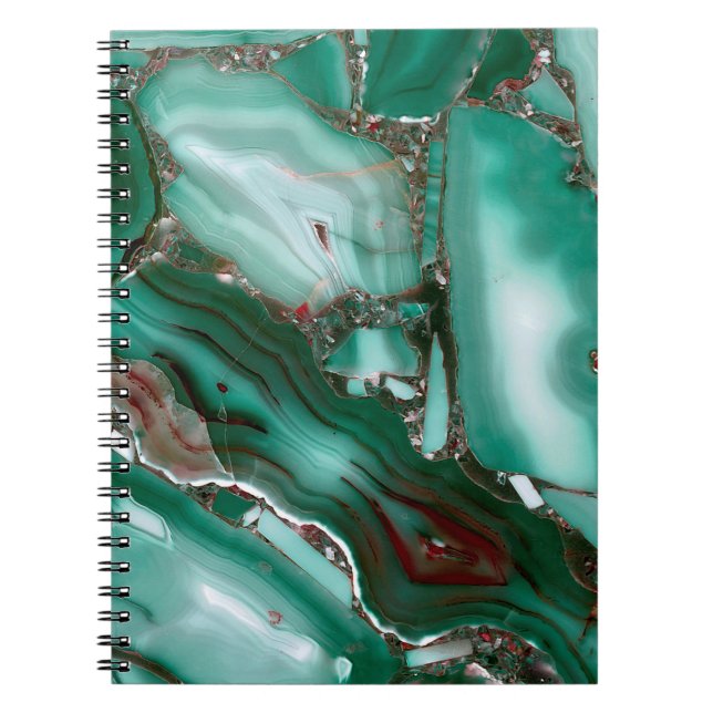 Luxury Malachite Gemstone Agate Marble Notebook (Front)