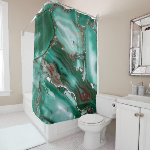 Luxury Malachite Gemstone Agate Marble Shower Curtain