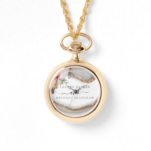 Luxury Marble Floral Glitter Wedding Gift Watch