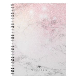 Luxury Marble Glitter monogram Notebook