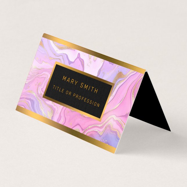 Luxury Marble Glitter Pink Purple Gold Business Card (Front)