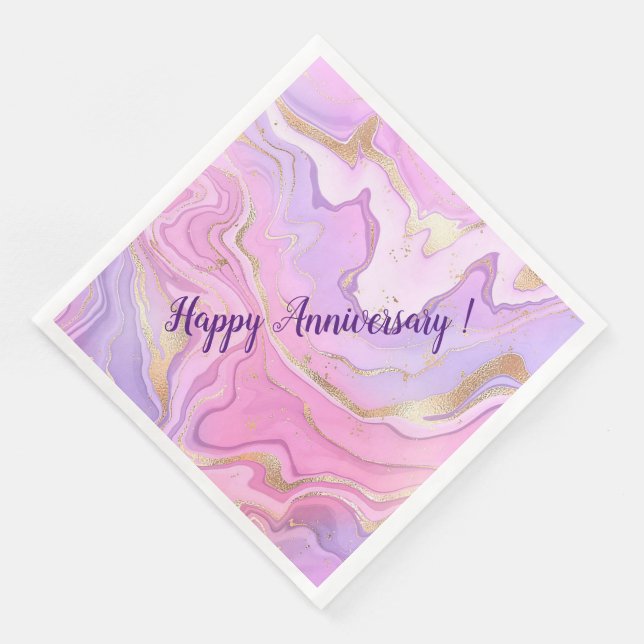 Luxury Marble Glitter Pink Purple Gold Napkin (Corner)